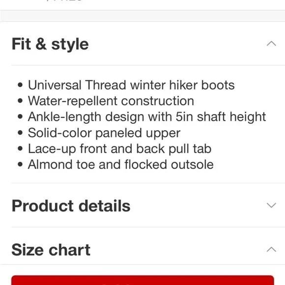 Women's Norah Winter Hiker Boots - Universal Thread Black new - Picture 5 of 7